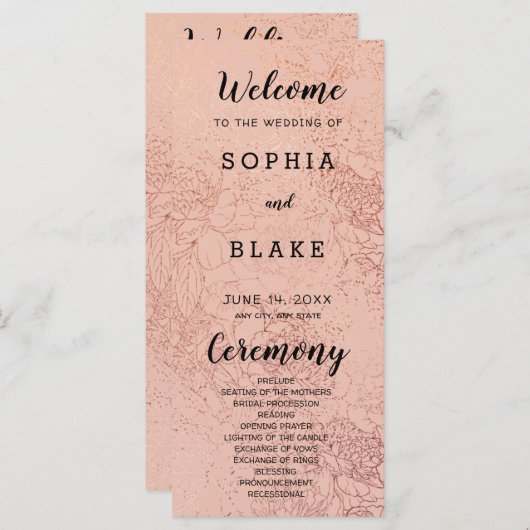 Metallic Light Programme de mariage orange et flor (Devant / Derrière)