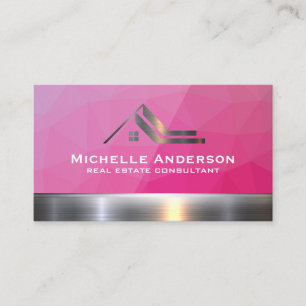 Metallic Logo onroerend goed Magenta Geometric Visitekaartje
