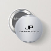 Metallic look Faux Silver Sjabloon Monogramed Ronde Button 5,7 Cm (Voorkant /achterkant)