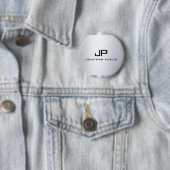 Metallic look Faux Silver Sjabloon Monogramed Ronde Button 5,7 Cm (In situ)