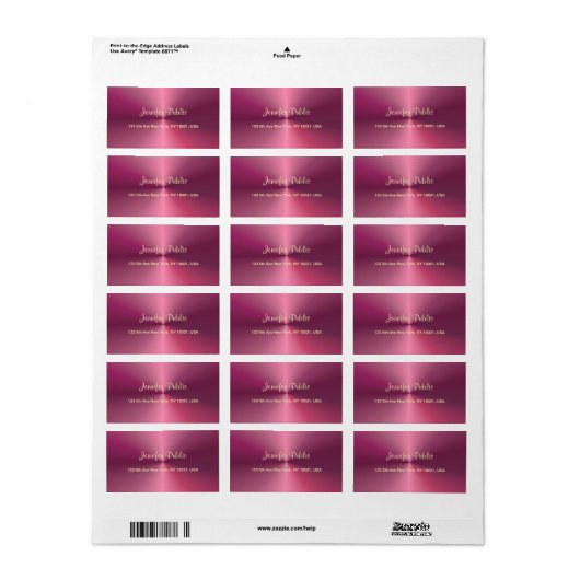 Metallic look roze Sjabloon handschrift Script-han Etiket (Full Sheet)