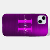 Metallic magenta Paarse handtekening Monogram Case-Mate iPhone Case (Achterkant (horizontaal))