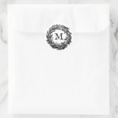 Metallic mannelijke krans met uw monogram ronde sticker (Tas)