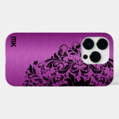 Metallic maroon Red Texture Black Lace & Text Case-Mate iPhone Case (Achterkant (horizontaal))
