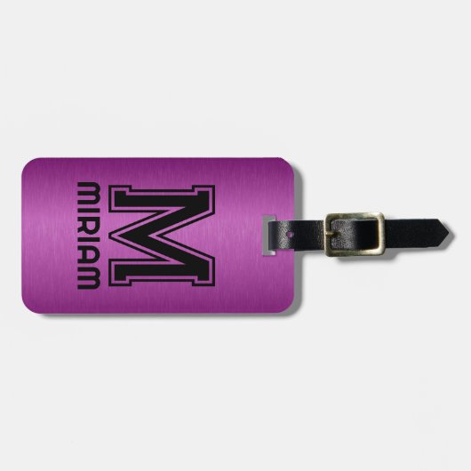 Metallic maroon Red Texture Custom Black Text Bagagelabel (Voorkant horizontaal)