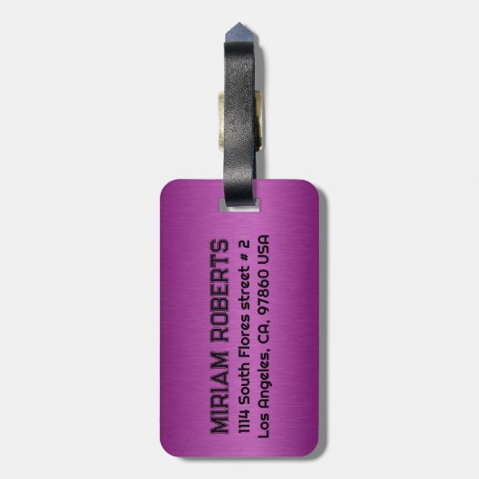 Metallic maroon Red Texture Custom Black Text Bagagelabel (Achterkant verticaal)