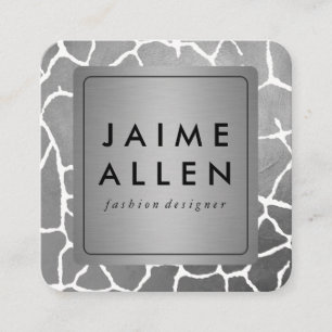 Metallic met Chic Grey Pattern Vierkante Visitekaartje