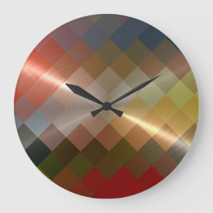 Metallic Metal Diamond Chevron Pattern Grote Klok