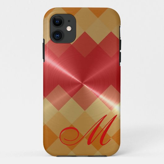 Metallic Metal Diamond Pattern en Monogram 4 Case-Mate iPhone Case (Achterkant)