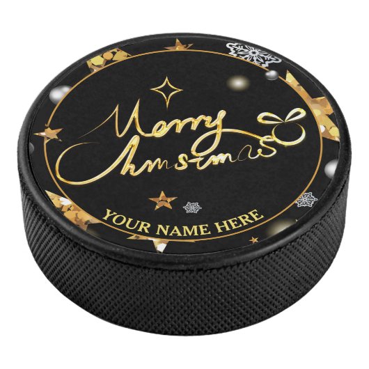 Metallic Mode voor kool en goud en zwarte sterren Hockey Puck (3/4)