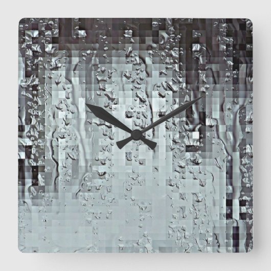 Metallic Modern Abstract Rain Droplets Personalize Vierkante Klok (Voorkant)