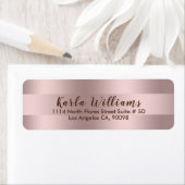 Metallic modern roos-gouden strippatroon etiket (Insitu)