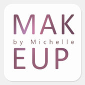 Metallic Moderne Typografie Makeup Artist Monogram Vierkante Sticker (Voorkant)