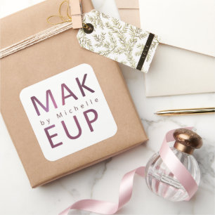 Metallic Moderne Typografie Makeup Artist Monogram Vierkante Sticker