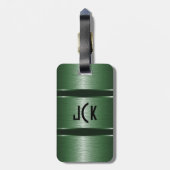 Metallic Monogramed Groen Geborsteld Aluminium Loo Bagagelabel (Achterkant verticaal)