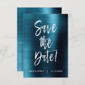 Metallic Navy Blue Save the Date Wedding Kaart (Voorkant / Achterkant)