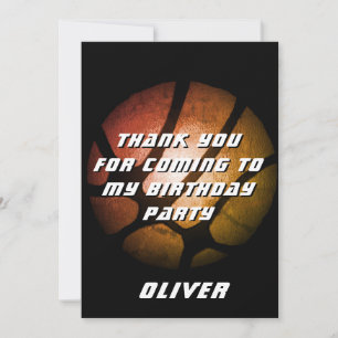 Metallic Oranje Basketball Birthday Bedankkaart