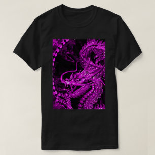 Metallic Paarse Chinese dragon Art grafisch T-shir T-shirt