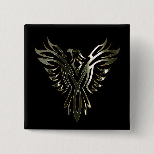 Metallic Phoenix Vierkante Button 5,1 Cm