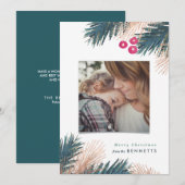 Metallic Pine Boughs and Berries Christmas Kaart (Voorkant / Achterkant)