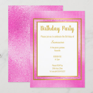 METALLIC PINK & GOLD LAYERED EMBOSSED BIRTHDAY KAART