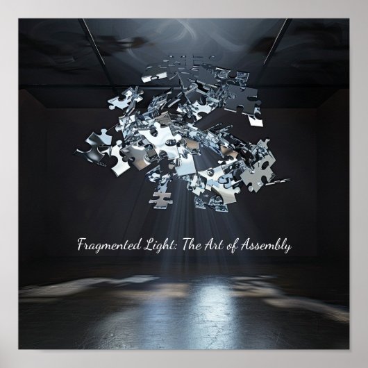 Metallic Puzzle Chaos: zwevende Abstracte kunst Poster (Voorkant)