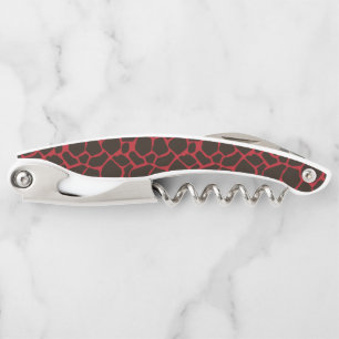 Metallic Red Black Leopard Print Animal Skin Kurkentrekker