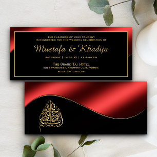 Metallic Red en Gold Islamic Muslim Weduwen Kaart