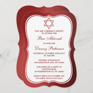Metallic Red Jewish Star van David Bar Mitzvah Kaart