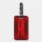 Metallic Red Masculine Geometric Design Bagagelabel (Achterkant verticaal)