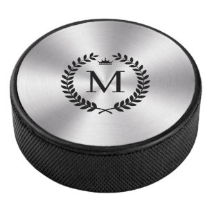 Metallic roestvrij staal zwart laurierkrans hockey puck