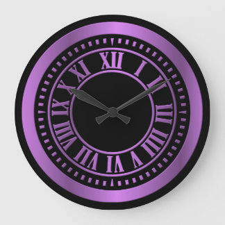 Metallic Roman Numerals Klock Face - Paars Grote Klok