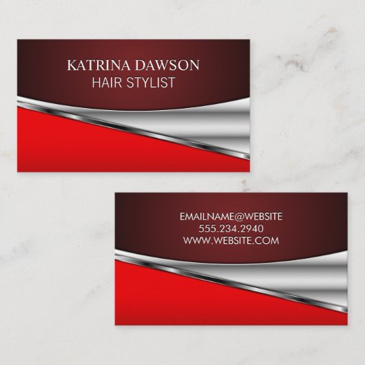 Metallic rood glanzend Abstract Visitekaartje (Voorkant / Achterkant)