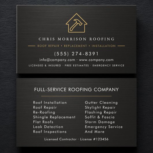 Metallic Roofing Roofer Professional Services Visitekaartje