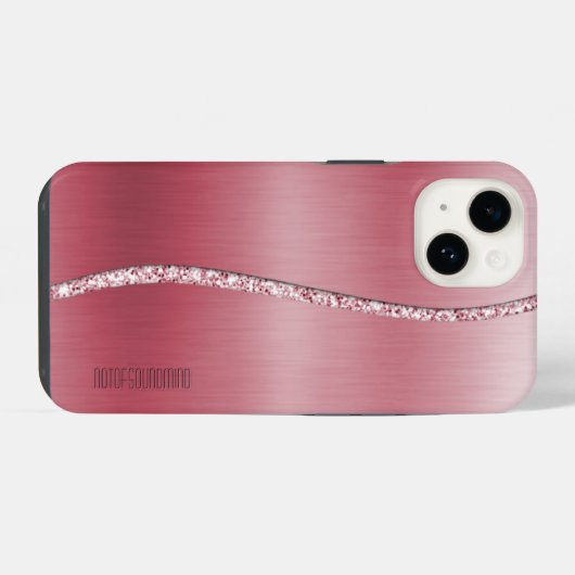 Metallic Roos Gold en Glitter Wave iPhone Hoesje (Achterkant horizontaal)