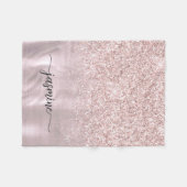 Metallic Roos Gold Glitter Monogram Naam Fleece Deken (Voorkant (Horizontaal))