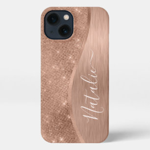 Metallic Roos Gold Glitter - op maat gemaakt iPhone 13 Hoesje