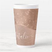 Metallic Roos Gold Glitter - op maat gemaakt Latte Mok (Voorkant)