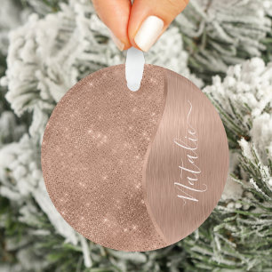 Metallic Roos Gold Glitter - op maat gemaakt Ornament