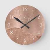 Metallic Roos Gold Glitter - op maat gemaakt Ronde Klok (Voorkant)