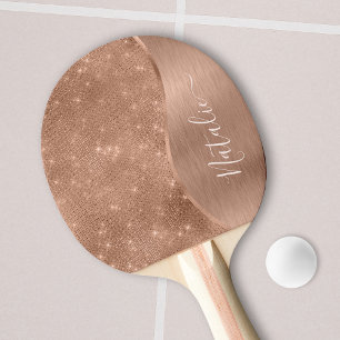 Metallic Roos Gold Glitter - op maat gemaakt Tafeltennisbatje