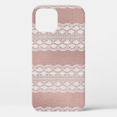 Metallic roos gouden, gebroken witte kanttextuur. Case-Mate iPhone case (Achterkant)