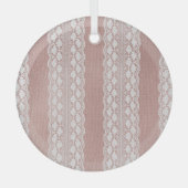 Metallic roos gouden, gebroken witte kanttextuur. glas ornament (Voorkant)