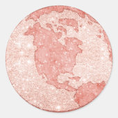 Metallic Roos gouden glitter Wereldbol Stickers (Voorkant)