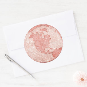 Metallic Roos gouden glitter Wereldbol Stickers