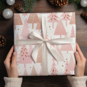 Metallic Roos gouden roze zilveren kerstbomen Inpakpapier Vel