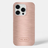 Metallic roos-gouden textuur, aangepaste monogram Case-Mate iPhone case (Achterkant)