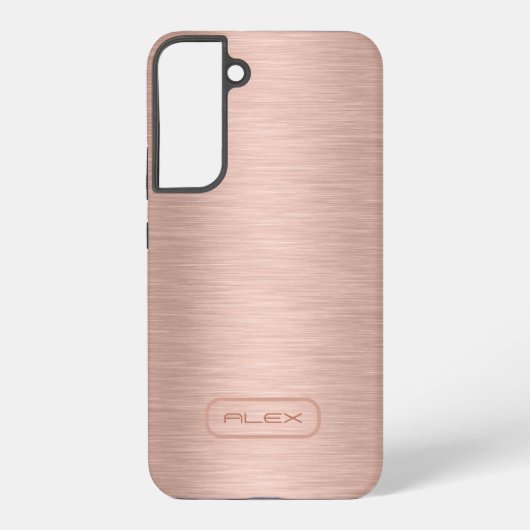Metallic roos-gouden textuur, aangepaste monogram samsung galaxy hoesje (Achterkant)