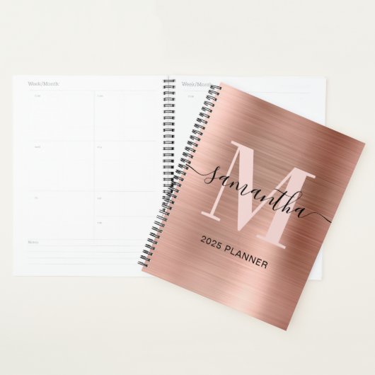 Metallic Rose Gold Signature Monogram Planner (Display)