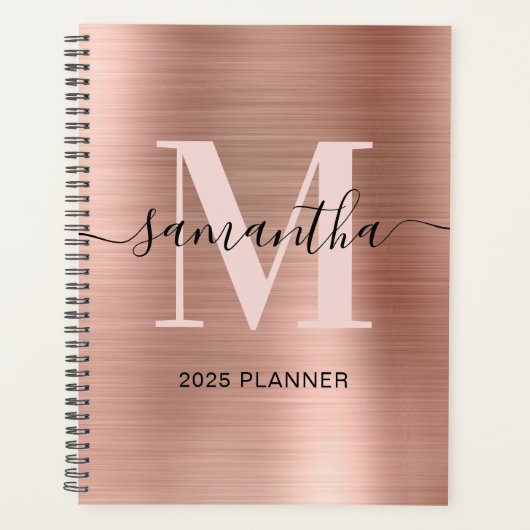 Metallic Rose Gold Signature Monogram Planner (Voorkant)
